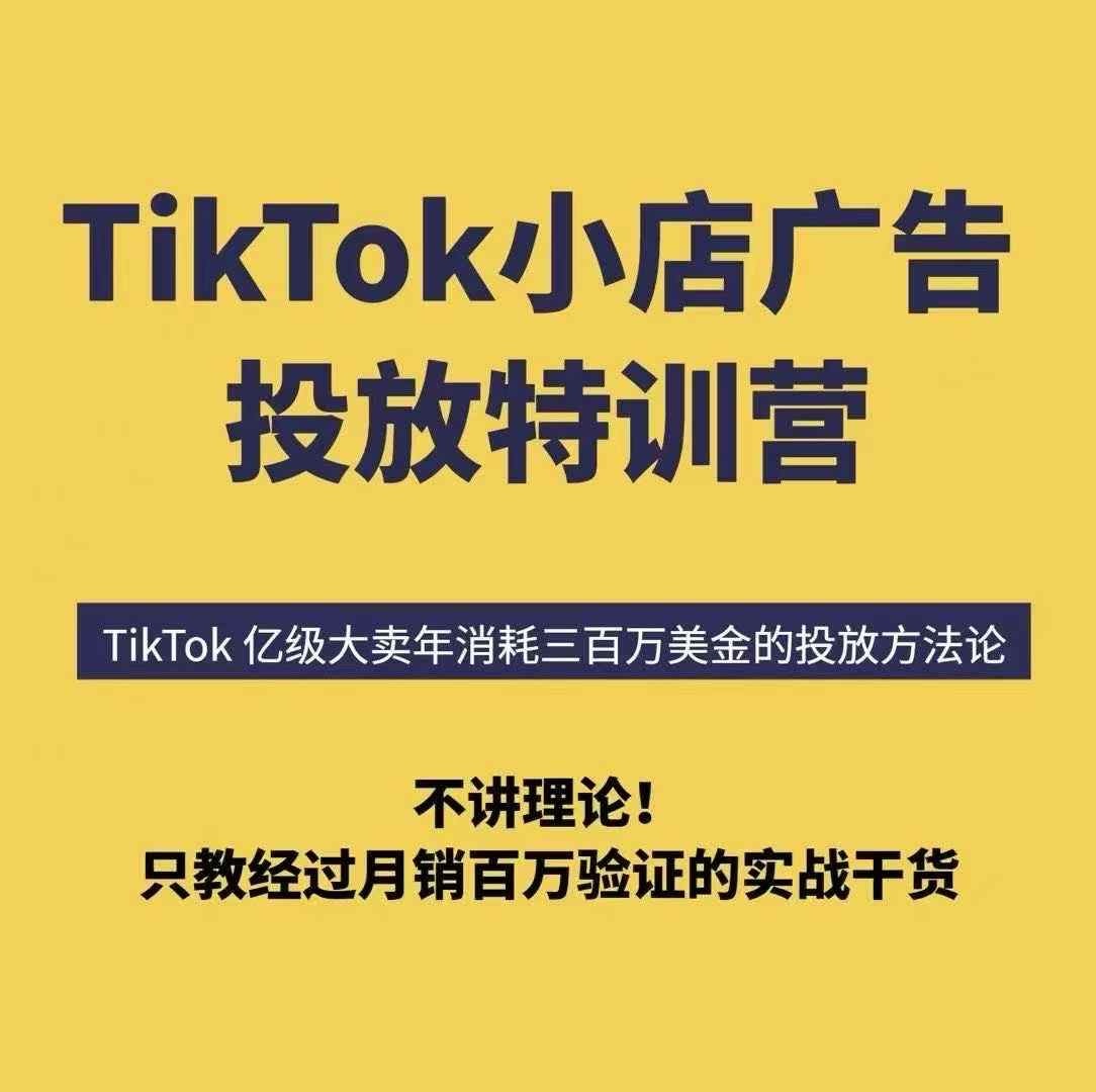 TikTok小店广告投放特训营，6天破局计划专治各种“投不动”，教你经过月销百万验证的实战干货-云享网创