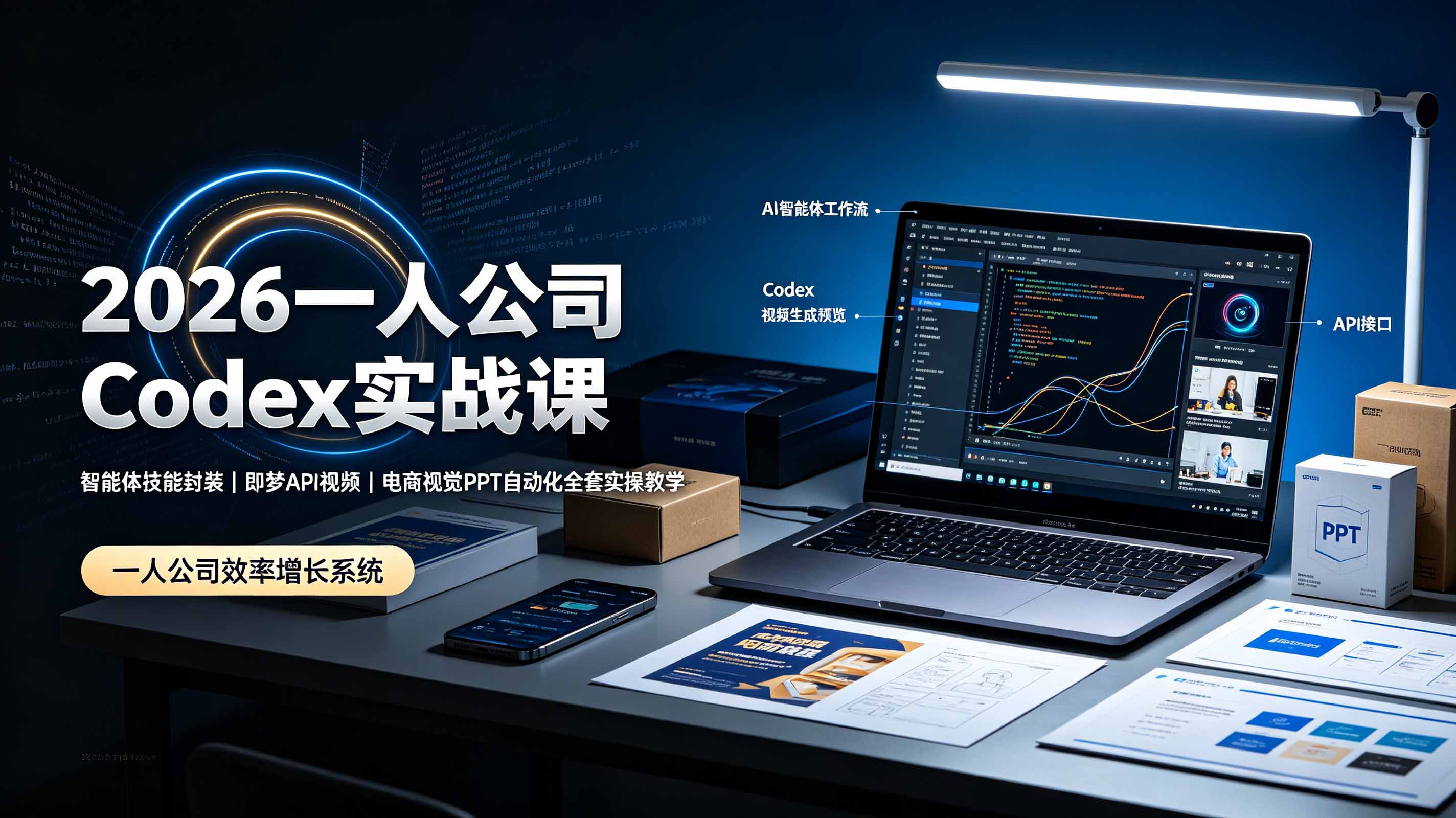 2026一人公司Codex实战课◆智能体技能封装｜即梦API视频｜电商视觉PPT自动化全套实操教学-云享网创