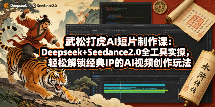 武松打虎AI短片制作课：Deepseek+Seedance2.0全工具实操，轻松解锁经典IP的AI视频创作玩法-云享网创
