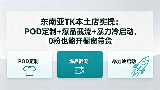 东南亚TK本土店实操：POD定制+爆品截流+暴力冷启动，0粉也能开橱窗带货-云享网创