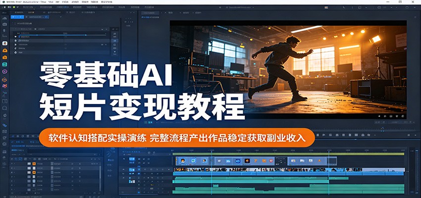 零基础AI短片变现教程：软件认知搭配实操演练，完整流程产出作品稳定获取副业收入-云享网创