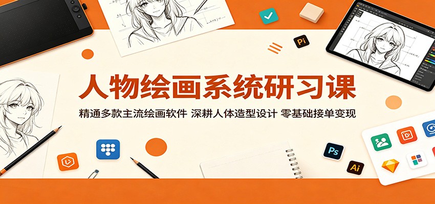 人物绘画系统研习课：精通多款主流绘画软件，深耕人体造型设计，零基础接单变现-云享网创