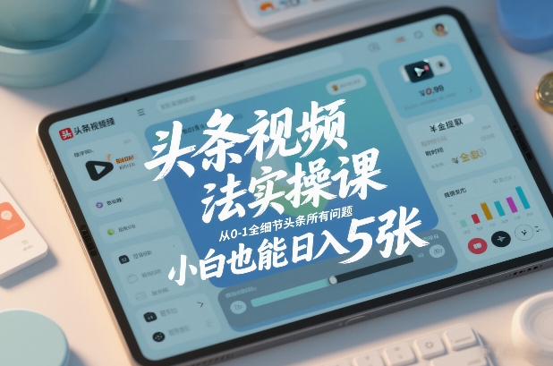 头条视频玩法实操课，从0-1全细节头条所有问题，小白也能日入5张-云享网创