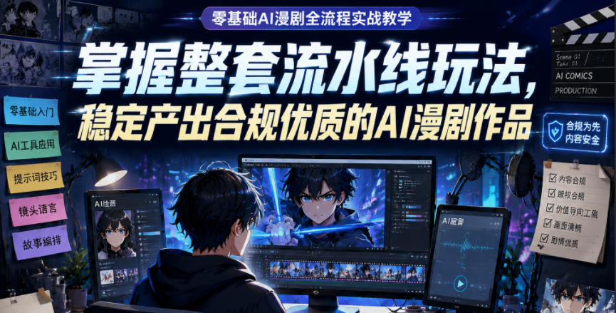 零基础AI漫剧全流程实战教学，掌握整套流水线玩法，稳定产出合规优质的AI漫剧作品-云享网创