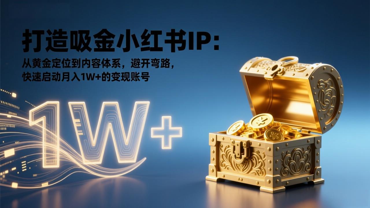 打造吸金小红书IP：从黄金定位到内容体系，避开弯路，快速启动月入1W+的变现账号-云享网创