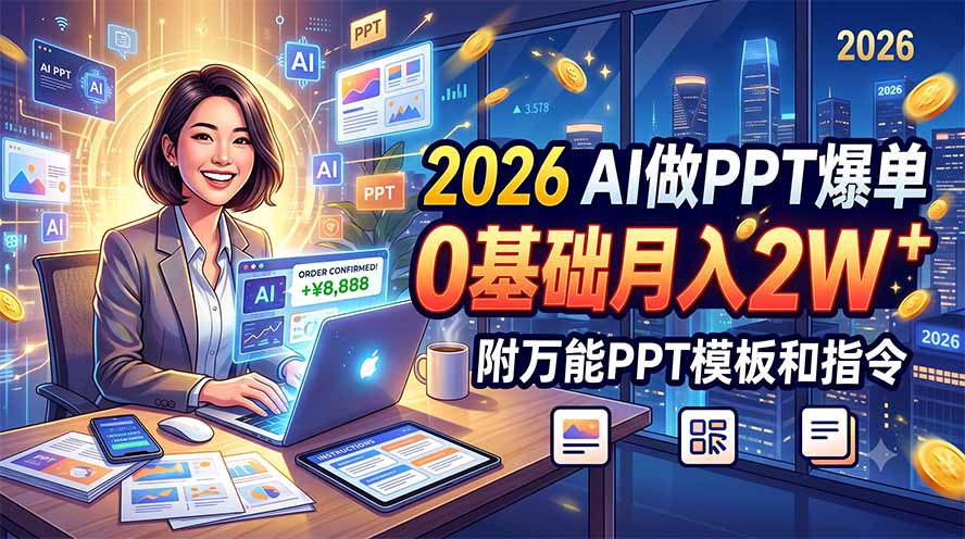 2026 AI做PPT爆单，0基础月入2W，附万能PPT模板和指令-云享网创