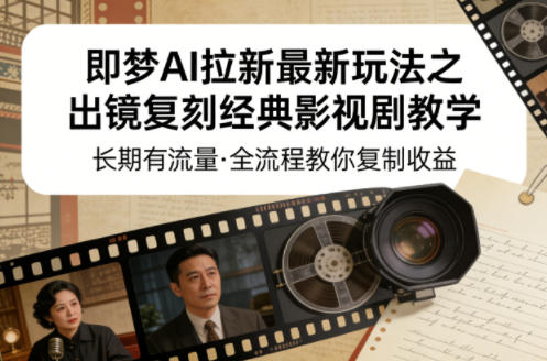 即梦AI拉新最新玩法之出镜复刻经典影视剧教学，长期有流量，全流程教你复制收益-云享网创