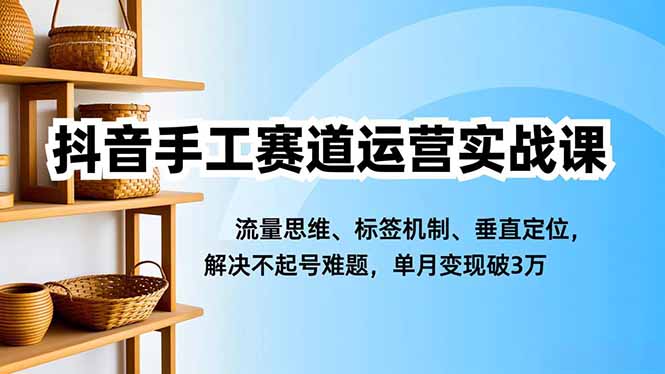 抖音手工赛道运营实战课,流量思维、标签机制、垂直定位,解决不起号难题,单月变现破3万-云享网创