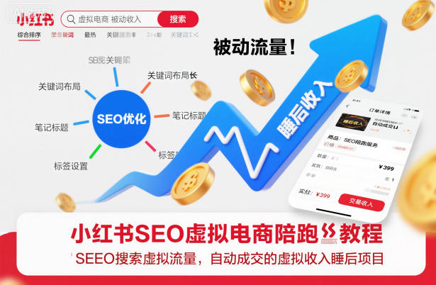 小红书SEO虚拟电商陪跑教程,实现seo搜索被动流量,自动成交的被动收入睡后项目-云享网创
