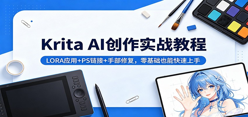 Krita AI创作实战教程：LORA应用+PS链接+手部修复，零基础也能快速上手-云享网创