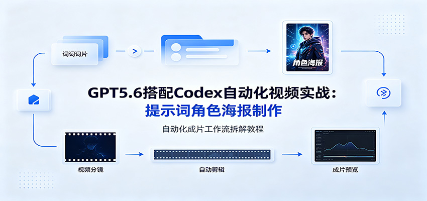 GPT5.6搭配Codex自动化视频实战：提示词角色海报制作，自动化成片工作流拆解教程-云享网创