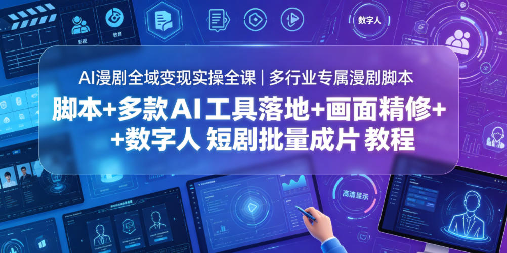 AI漫剧全域变现实操全课｜多行业专属漫剧脚本+多款AI工具落地+画面精修+数字人短剧批量成片全教程-云享网创
