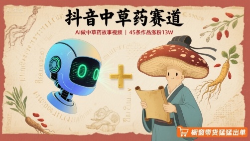 抖音中草药赛道，用AI做中草药故事视频，45条作品涨粉13W，橱窗带货猛猛出单-云享网创