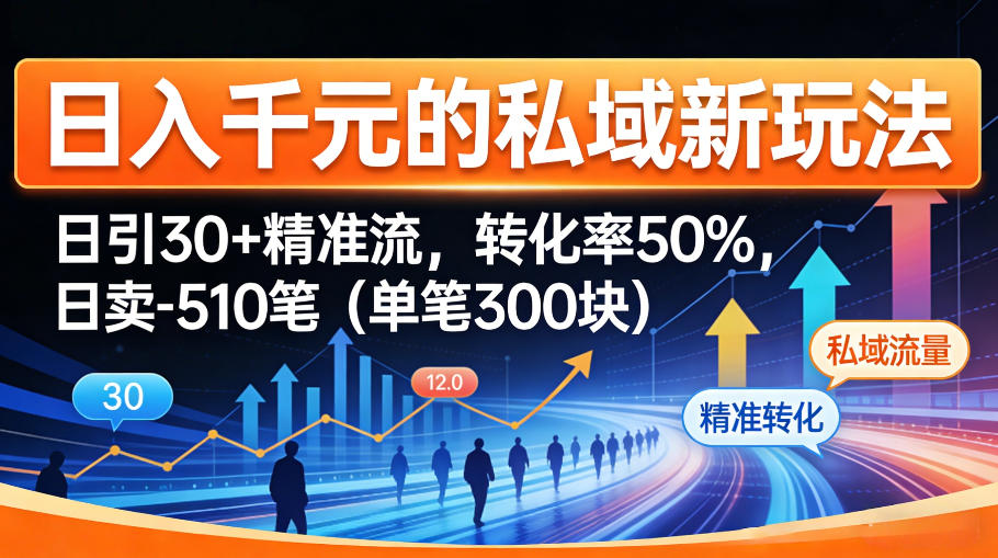 日入千米的私域新玩法：日引30＋精准流，转化率50%，日卖5-10笔(单笔300米)-云享网创