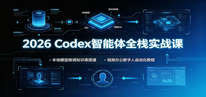 2026 Codex智能体全栈实战课：本地模型微调知识库搭建，视频办公数字人自动化教程-云享网创