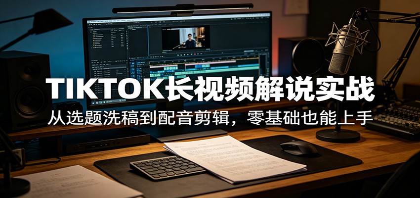 TIKTOK长视频解说实战：从选题洗稿到配音剪辑，零基础也能上手-云享网创