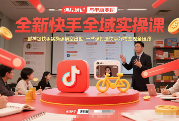全新快手全域实操课，封神级快手实操课横空出世，一节课打通快手好物变现全链路-云享网创