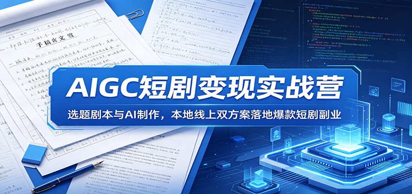 AIGC短剧变现实战营：选题剧本与AI制作，本地线上双方案落地爆款短剧副业-云享网创