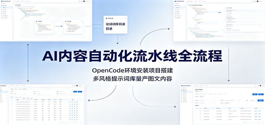 AI内容自动化流水线全流程：OpenCode环境安装项目搭建，多风格提示词库量产图文内容-云享网创