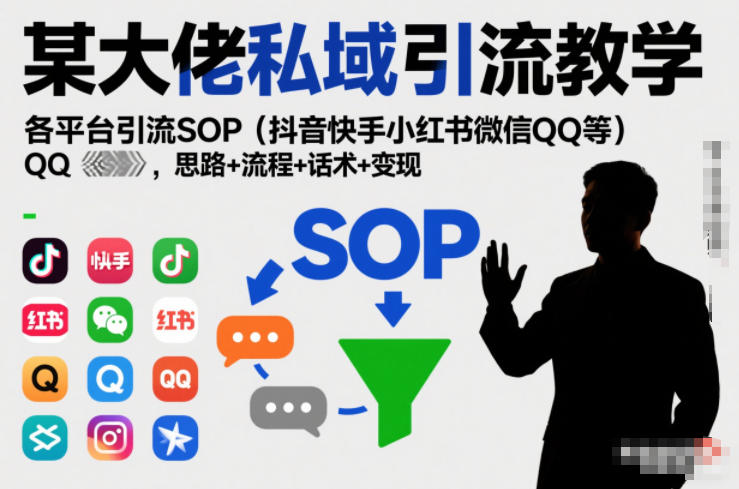 某大佬私域引流教学，各平台引流SOP(抖音快手小红书微信QQ等)，思路+流程+话术+变现-云享网创