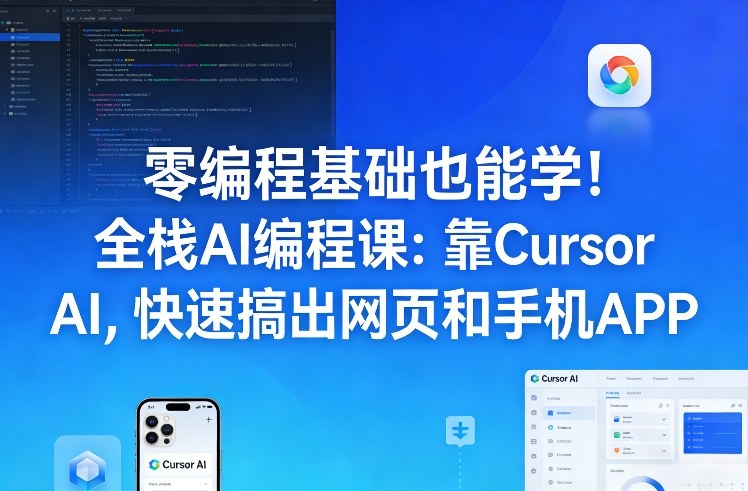 零编程基础也能学！全栈AI编程课：靠Cursor AI，快速搞出网页和手机APP-云享网创