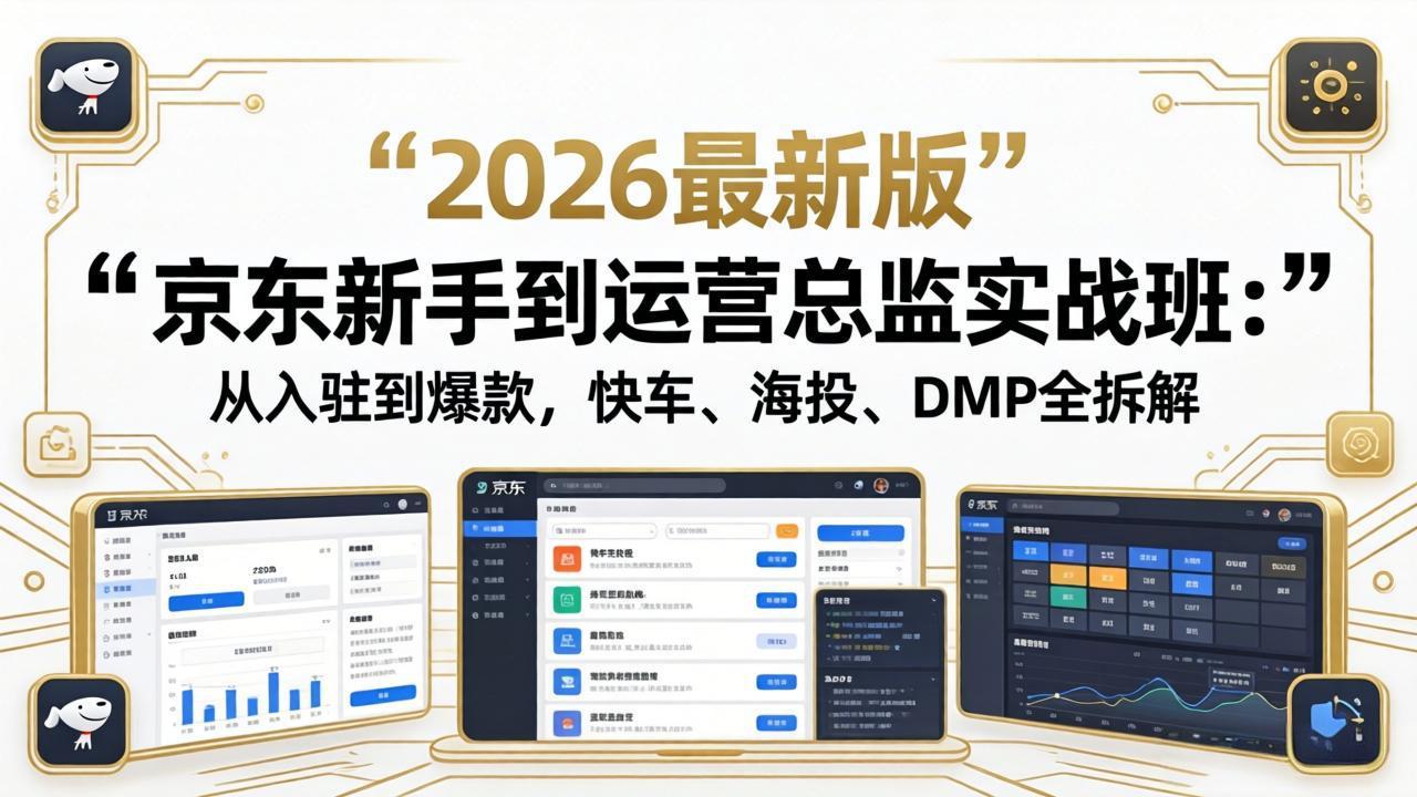 京东新手到运营总监实战班:从入驻到爆款,快车、海投、DMP全拆解,2026最新版-云享网创
