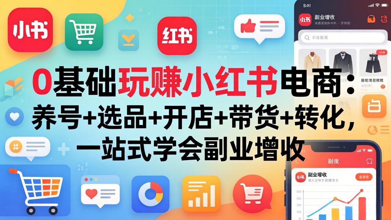 0基础玩赚小红书电商:养号+选品+开店+带货+转化,一站式学会副业增收-云享网创