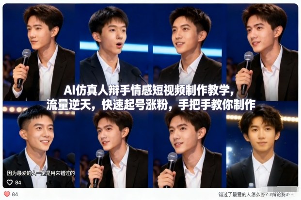 AI仿真人辩手情感短视频制作教学，流量逆天，快速起号涨粉，手把手教你制作-云享网创