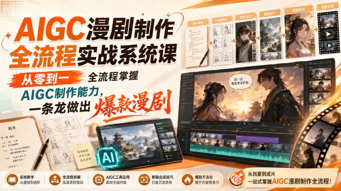 AIGC漫剧制作全流程实战系统课，从零到一全流程掌握AIGC制作能力，一条龙做出爆款漫剧-云享网创