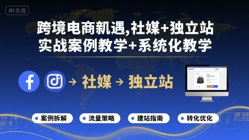跨境电商新机遇，社媒+独立站，实战案例教学+系统化教学-云享网创