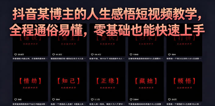 抖音某博主的灰太狼人生感悟短视频教学，全程通俗易懂，零基础也能快速上手-云享网创