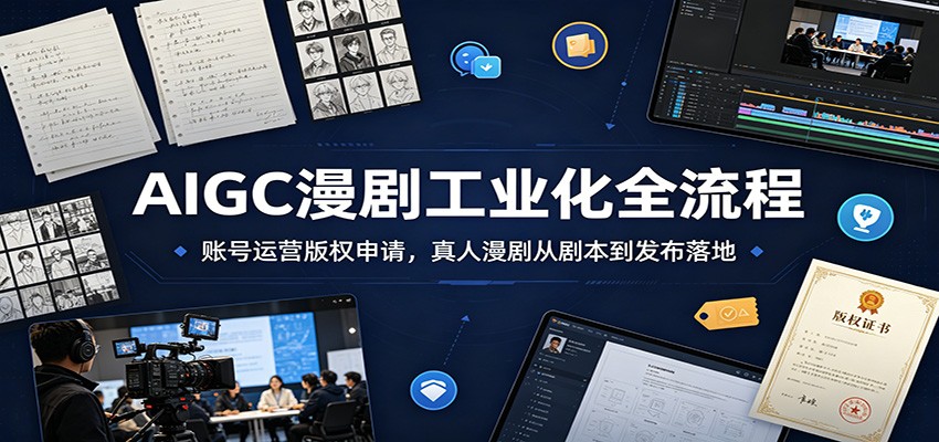 AIGC漫剧工业化全流程：账号运营版权申请，真人漫剧从剧本到发布落地-云享网创