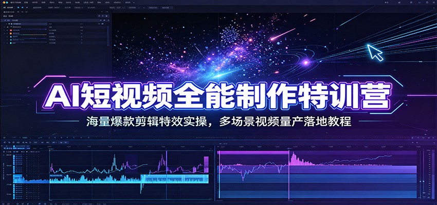 AI短视频全能制作特训营：海量爆款剪辑特效实操，多场景视频量产落地教程-云享网创
