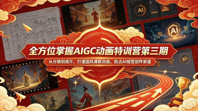 全方位掌握AIGC动画特训营第三期，从分镜到成片，打造国风爆款动画，抢占AI视觉创作赛道红利-云享网创