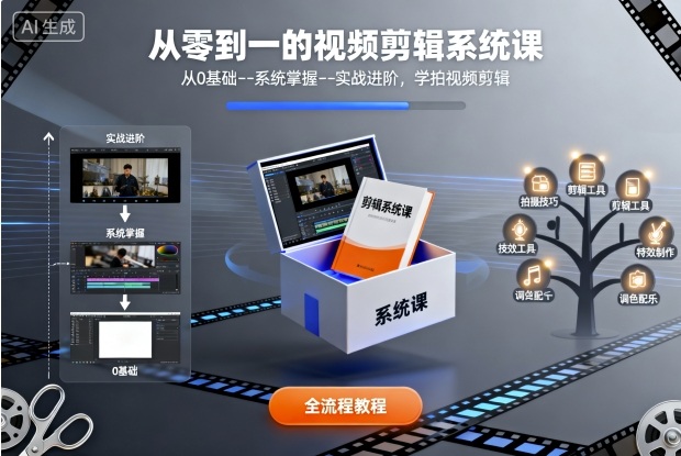 从零到一的视频剪辑系统课,从0基础–系统掌握–实战进阶,学拍视频剪辑-云享网创