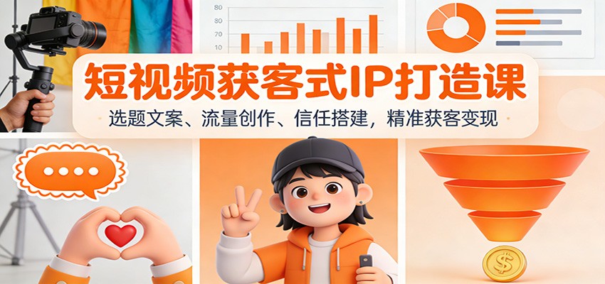 短视频获客式IP打造课：选题文案、流量创作、信任搭建，精准获客变现-云享网创