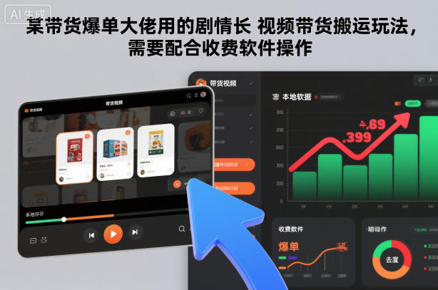 某带货爆单大佬用的剧情长视频带货搬运玩法,需要配合收费软件操作-云享网创