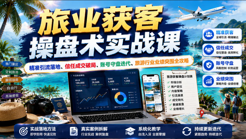 旅业获客操盘术实战课｜精准引流落地、信任成交破局、账号守盘迭代、旅游行业业绩突围全攻略-云享网创