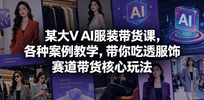 某大V AI服装带货课，各种案例教学，带你吃透服饰赛道带货核心玩法-云享网创