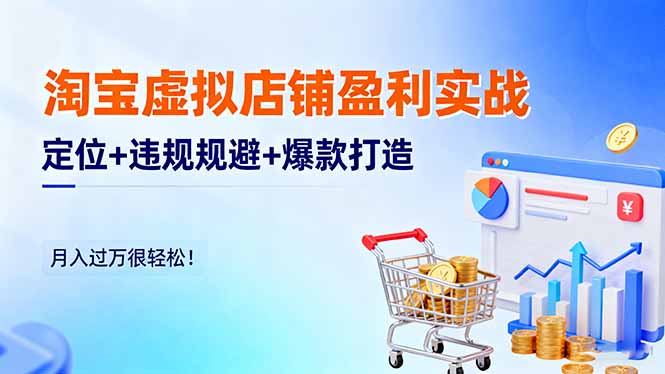 淘宝虚拟店铺盈利实战:定位+违规规避+爆款打造,月入过万很轻松!-云享网创