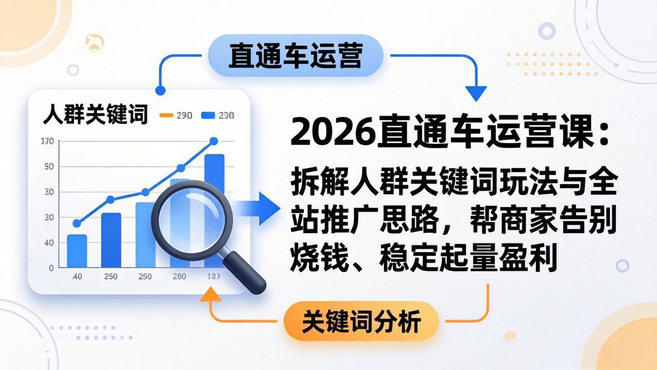 2026直通车运营课：拆解人群关键词玩法与全站推广思路，帮商家告别烧钱、稳定起量盈利-云享网创