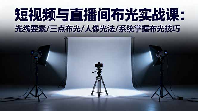 短视频与直播间布光实战课：光线要素/三点布光/人像光法/系统掌握布光技巧-云享网创