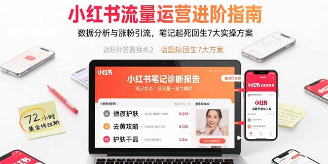 小红书流量运营进阶指南，数据分析与涨粉引流，笔记起死回生7大实操方案-云享网创