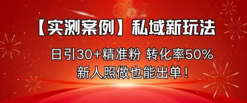 【实测案例】私域新玩法,日引30+精准粉,转化率50%,新人照做也能出单!-云享网创