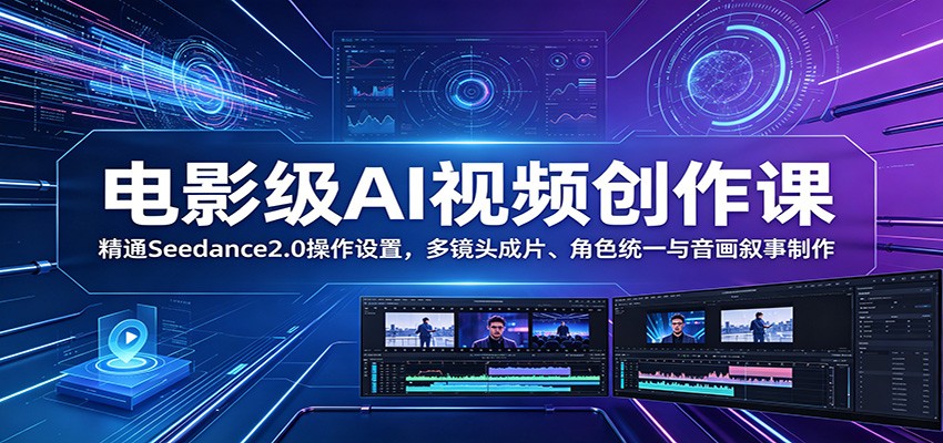 电影级AI视频创作课：精通Seedance2.0操作设置，多镜头成片、角色统一与音画叙事制作-云享网创