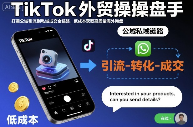 TikTok外贸操盘手，打通公域引流到私域成交全链路，低成本获取高质量海外询盘-云享网创