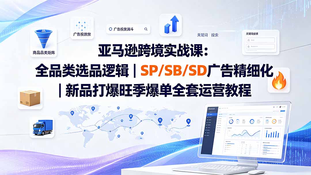 亚马逊跨境实战课-更新:全品类选品逻辑|SP/SB/SD广告精细化|新品打爆旺季爆单全套运营教程-云享网创