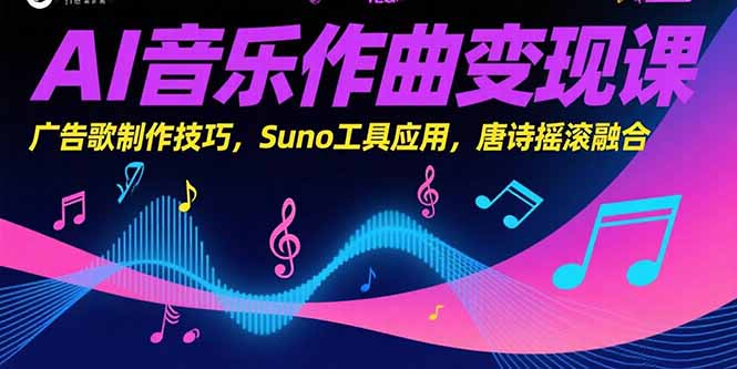 AI音乐作曲变现课，广告歌制作技巧，Suno工具应用，唐诗摇滚融合-云享网创