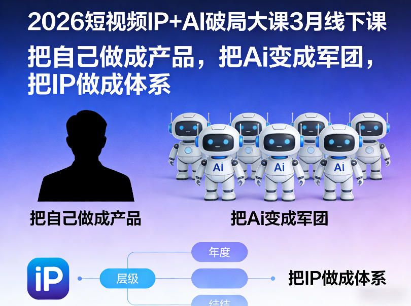 2026短视频IP+AI破局大课3月线下课，把自己做成产品，把Ai变成军团，把IP做成体系-云享网创