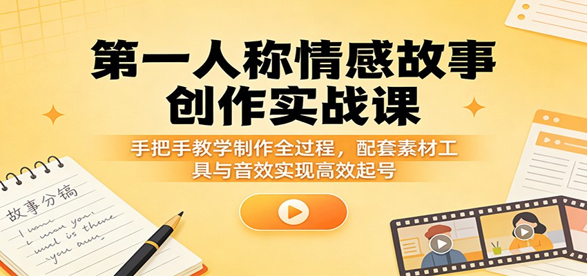 第一人称情感故事创作实战课：手把手教学制作全过程，配套素材工具与音效实现高效起号-云享网创